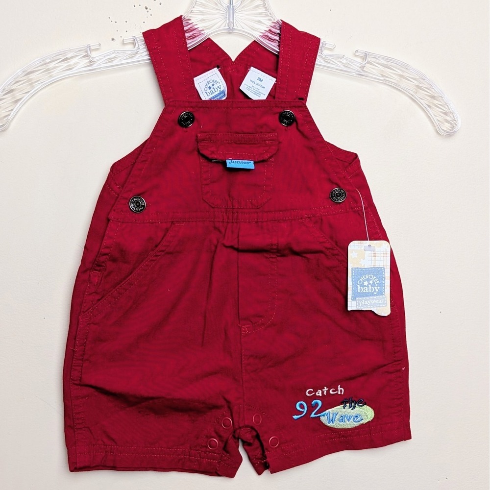 Vintage Cherokee Baby Catch The Wave Surf Shortalls Overalls Y2K 3 Months NWT